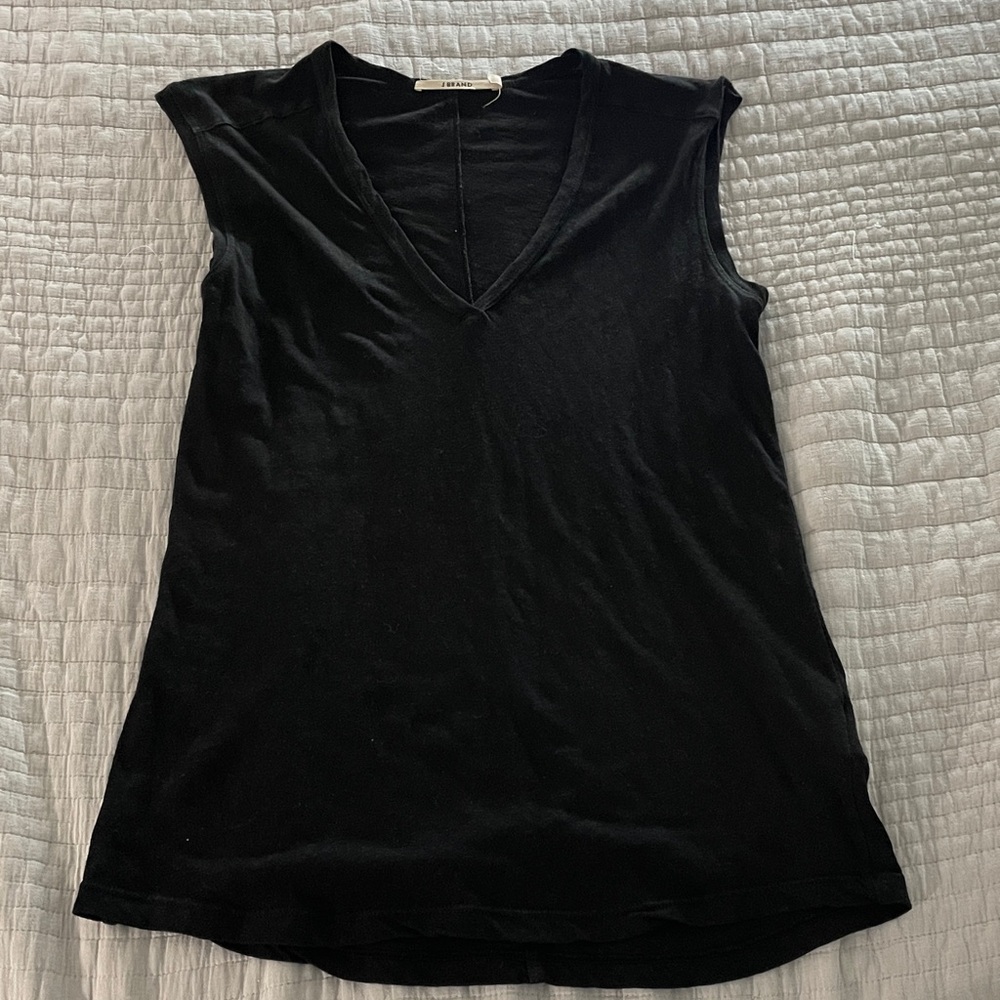 J Brand Black V-Neck Tank Top